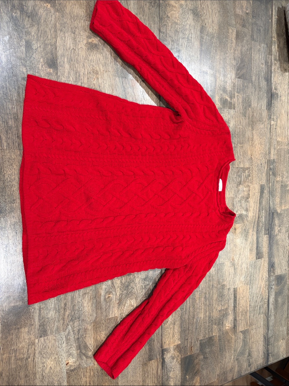 J. Jill Red Cable-Knit Crewneck Sweater